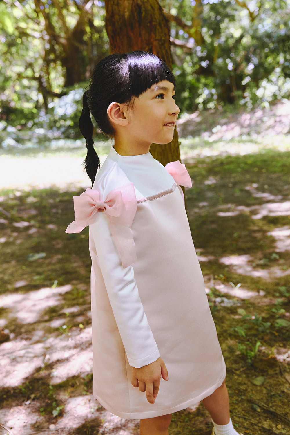 【訂製款】Luxury | 女童 訂製-Gala Bows蝴蝶結洋裝 | 長袖蝴蝶結 織帶 小立領