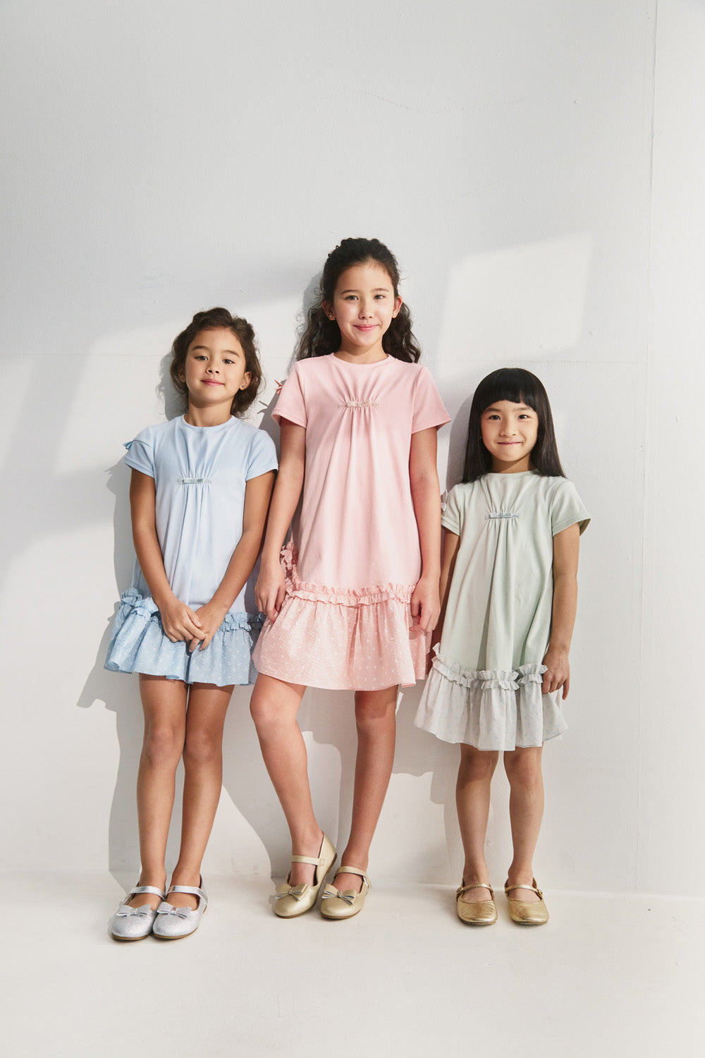 【預購】Main | 女童 Nuage 立體蝴蝶澎袖層次拼接洋裝 | 100% 有機棉