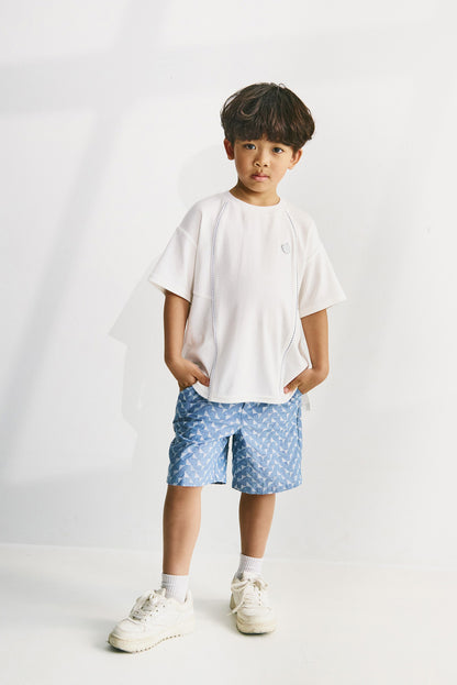 【預購】Main | 男童 Clean Cut 立體線條設計 小精靈 Logo運動風T-shirt 上衣 | 100% 有機棉