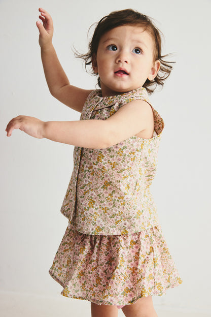 Luxury | 幼兒 Flora 花朵小翻領背心上衣