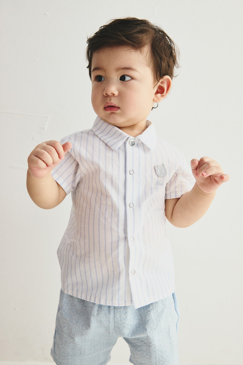 【預購】Main | 幼兒 Prep Stripe 小精靈 Logo條紋襯衫 | 100% 有機棉