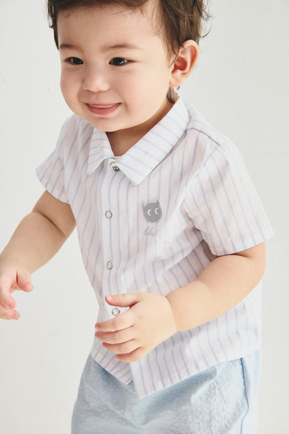 【預購】Main | 幼兒 Prep Stripe 小精靈 Logo條紋襯衫 | 100% 有機棉