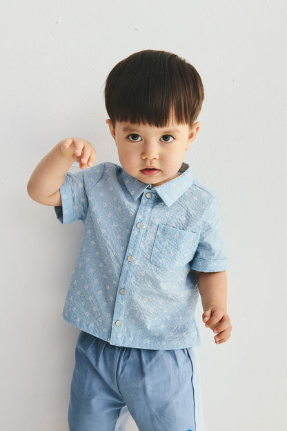 【預購】Luxury | 幼兒 Soft Motif 立體肌理 西裝領口袋襯衫
