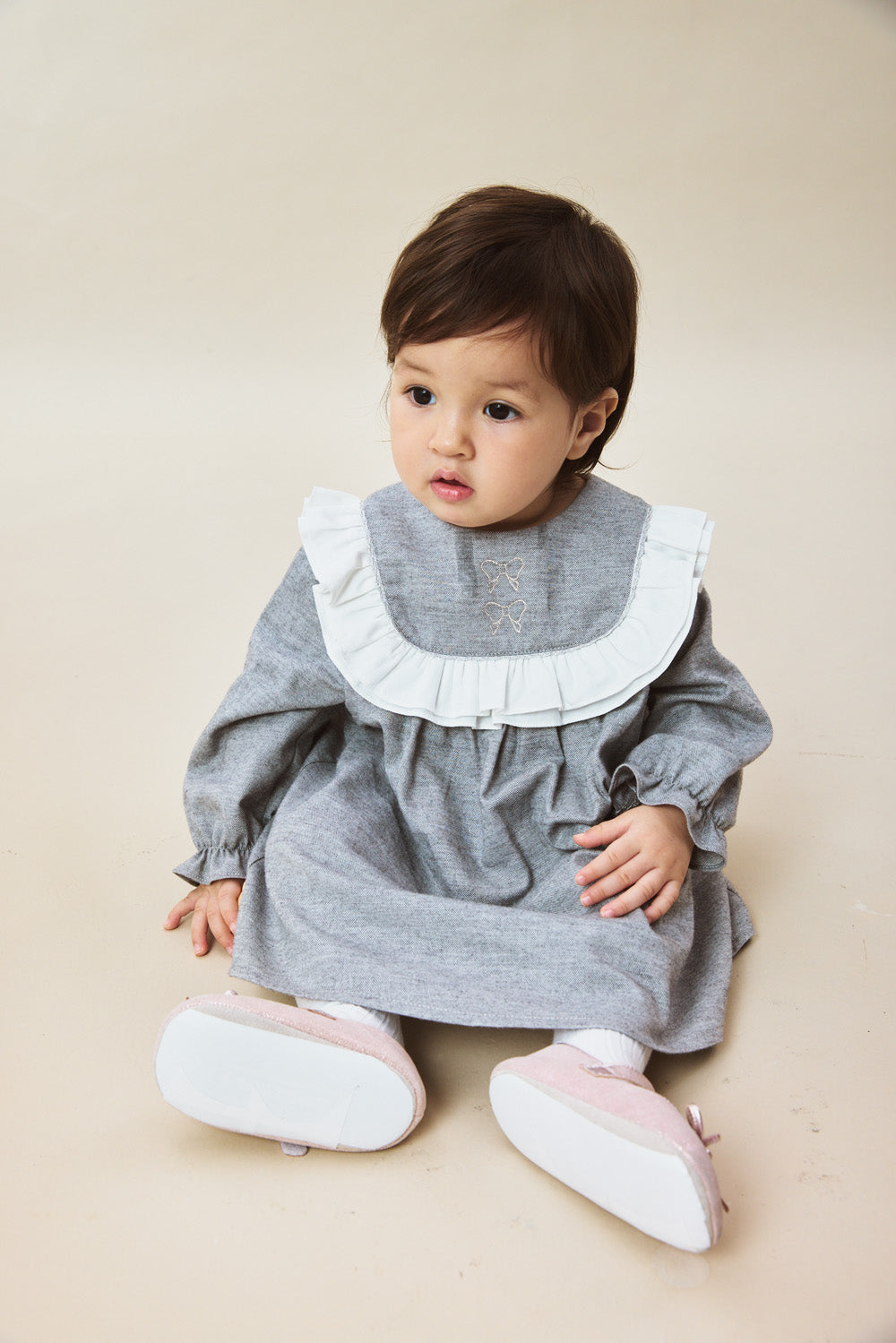 Main | 幼兒 Little Wishes 荷葉領金蔥蝴蝶結刺繡有機棉長袖洋裝