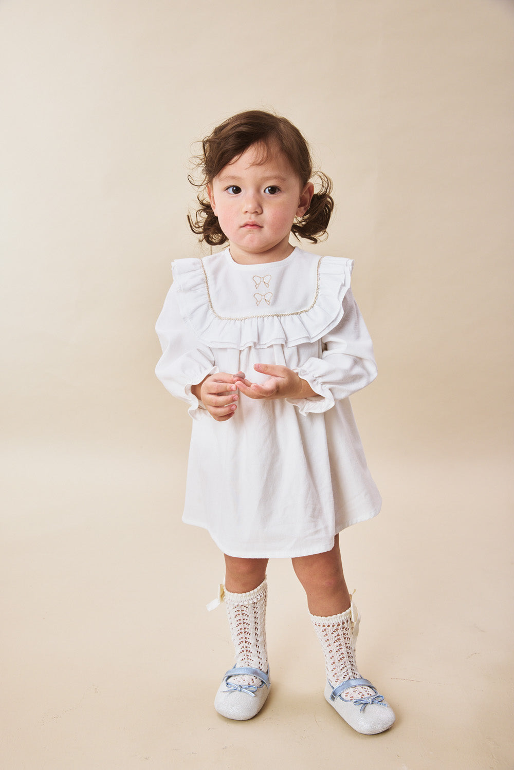 Main | 幼兒 Little Wishes 荷葉領金蔥蝴蝶結刺繡有機棉長袖洋裝