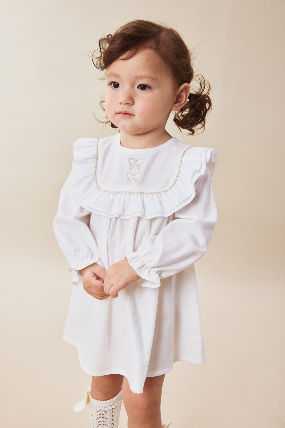 Main | 幼兒 Little Wishes 荷葉領金蔥蝴蝶結刺繡有機棉長袖洋裝