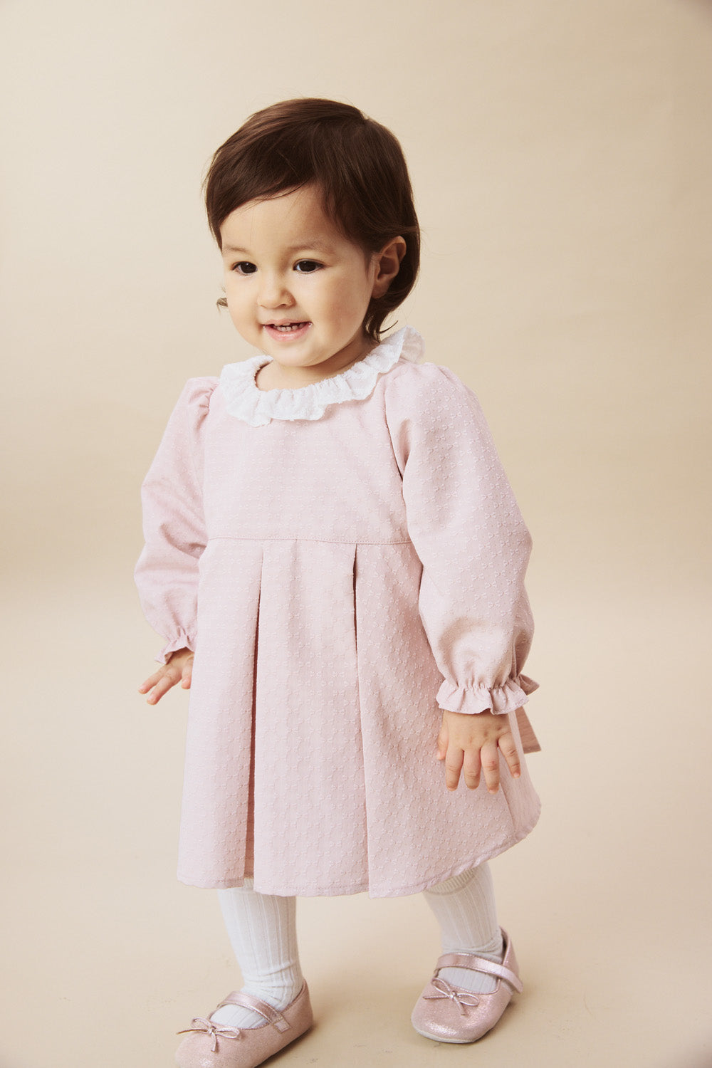 Luxury | 幼兒 Rosalie 蝴蝶結織紋荷葉領活摺包屁衣洋裝