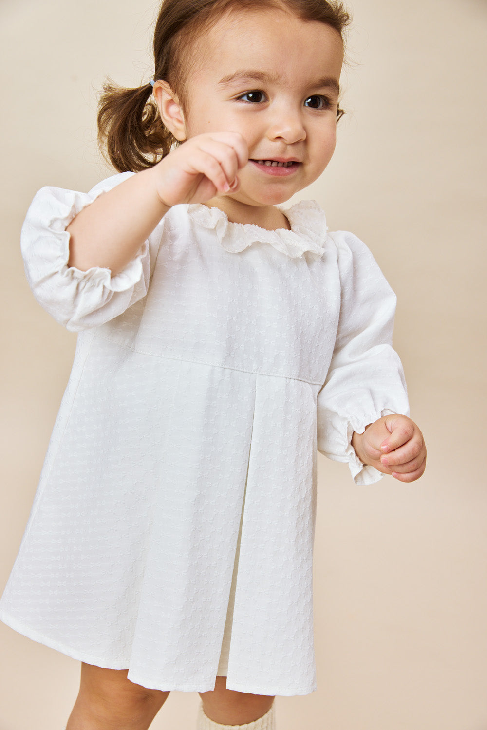 Luxury | 幼兒 Rosalie 蝴蝶結織紋荷葉領活摺包屁衣洋裝