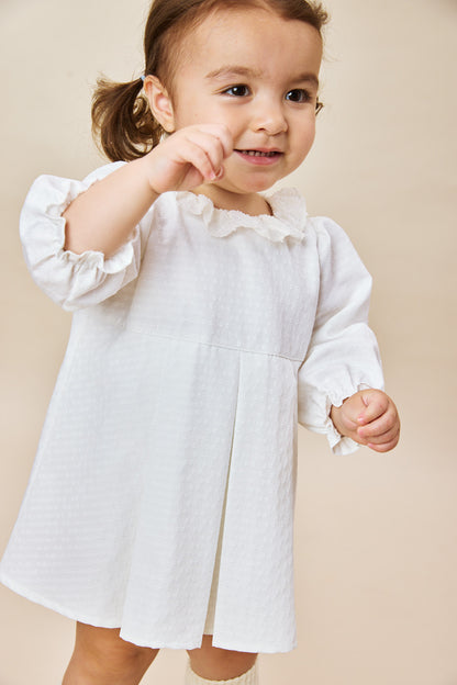 Luxury | 幼兒 Rosalie 蝴蝶結織紋荷葉領活摺包屁衣洋裝