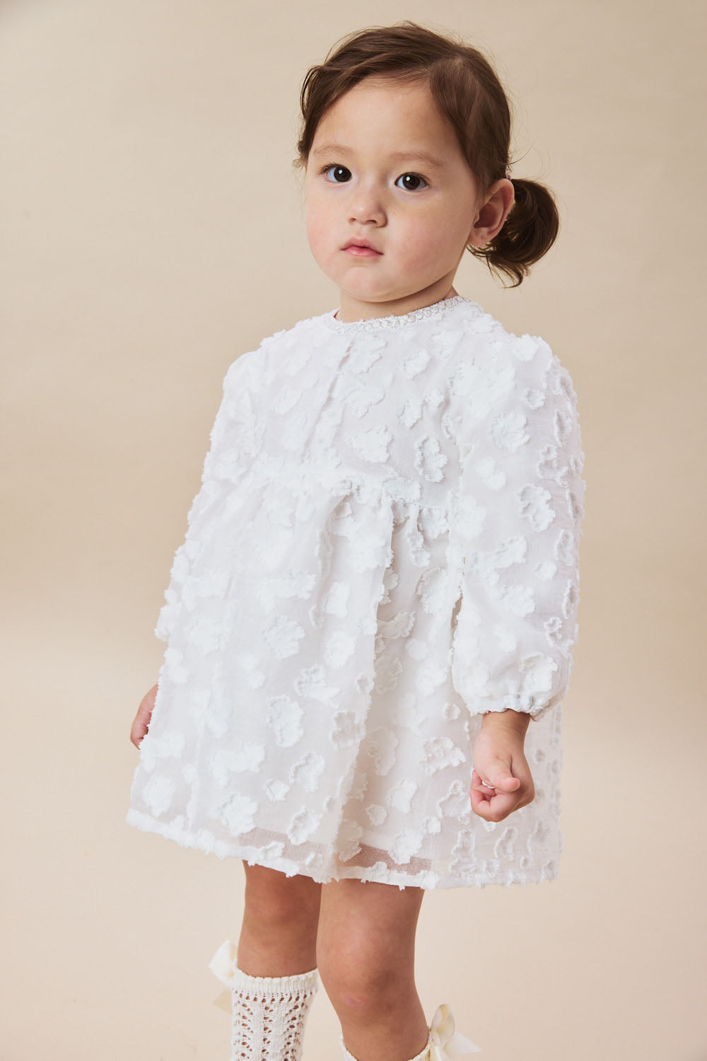 Luxury | 幼兒 Daisy Cloud 立體雲朵紋理蓬鬆長袖洋裝