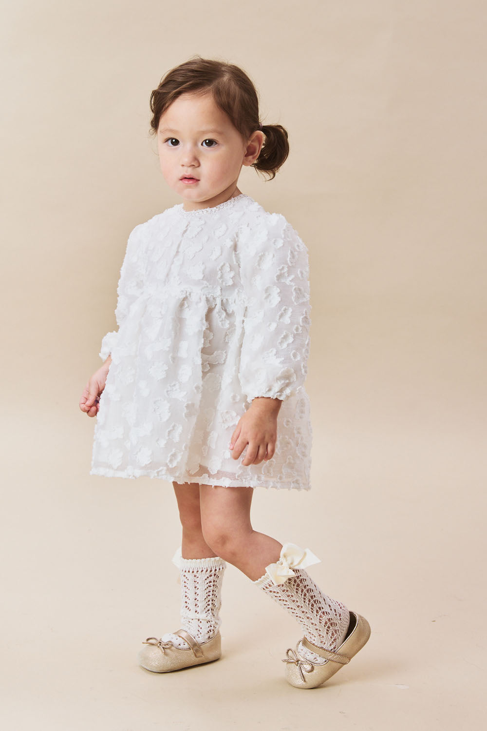 Luxury | 幼兒 Daisy Cloud 立體雲朵紋理蓬鬆長袖洋裝