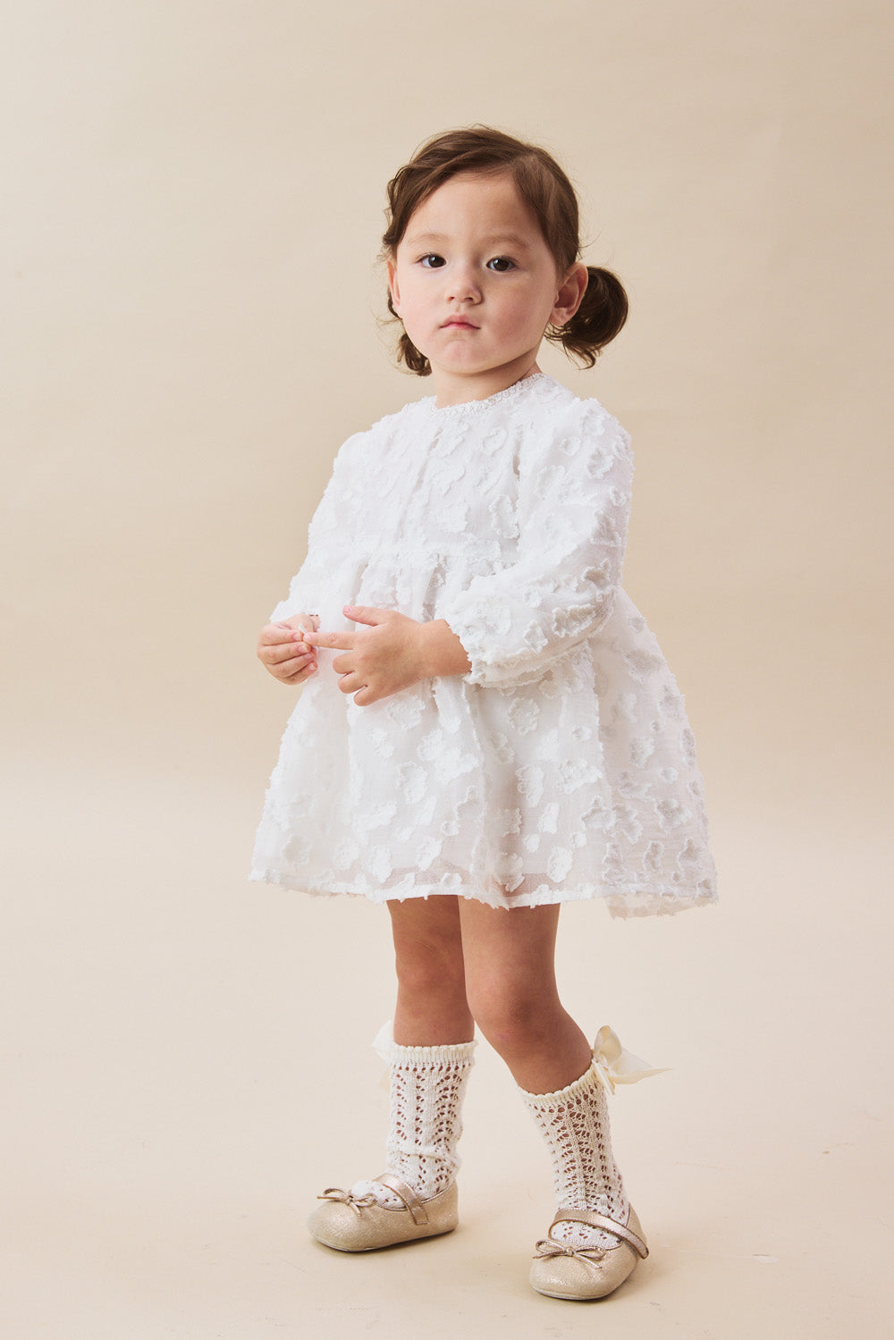 Luxury | 幼兒 Daisy Cloud 立體雲朵紋理蓬鬆長袖洋裝