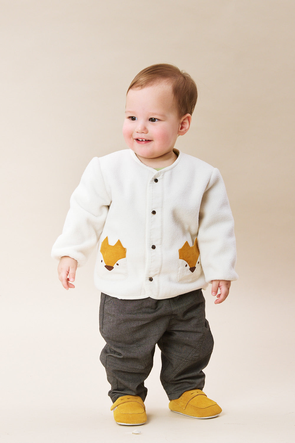 Luxury | 幼兒 Little Fox Wanderer 無領壓扣狐狸口袋長袖外套