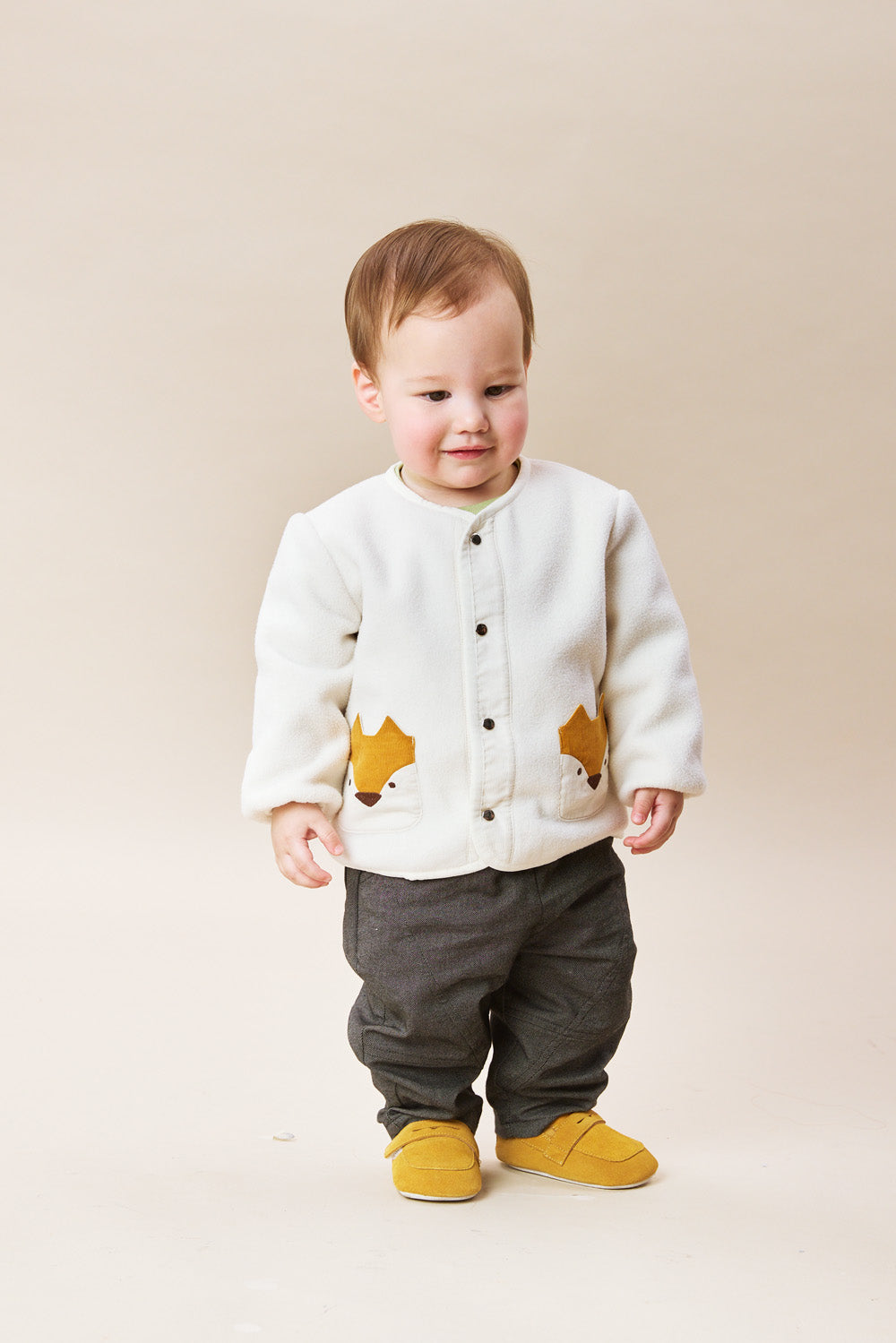 Luxury | 幼兒 Little Fox Wanderer 無領壓扣狐狸口袋長袖外套