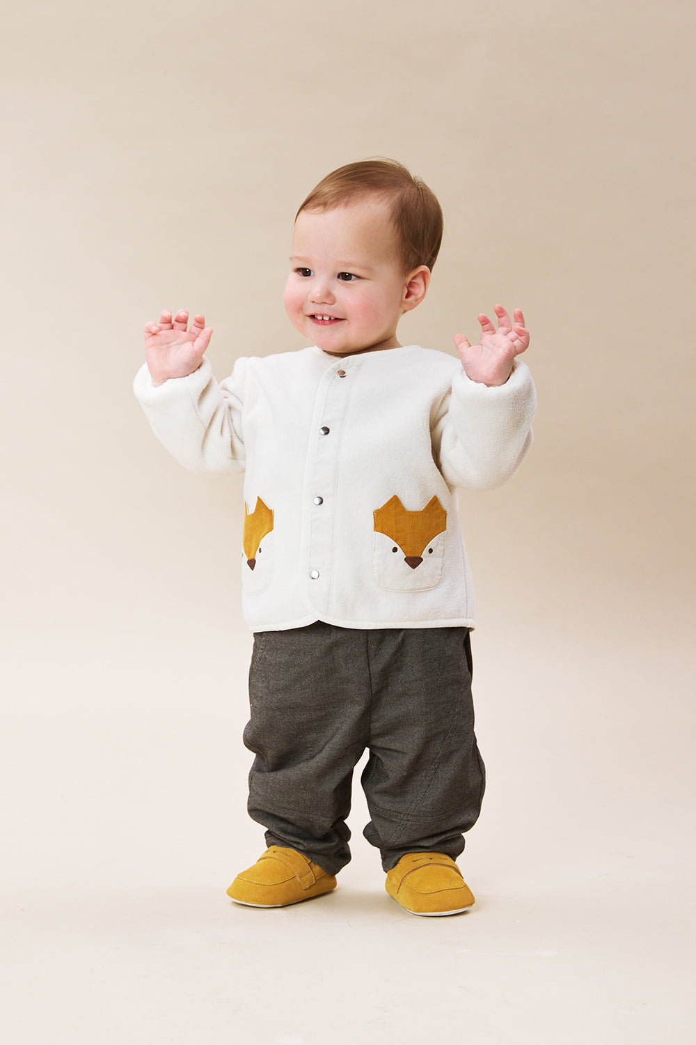 Luxury | 幼兒 Little Fox Wanderer 無領壓扣狐狸口袋長袖外套