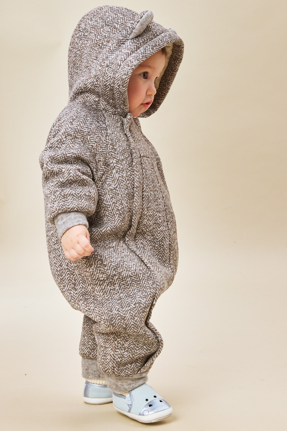 Luxury | 幼兒 Bear Hug 立體熊耳連帽雙拉鍊長袖連身兔裝