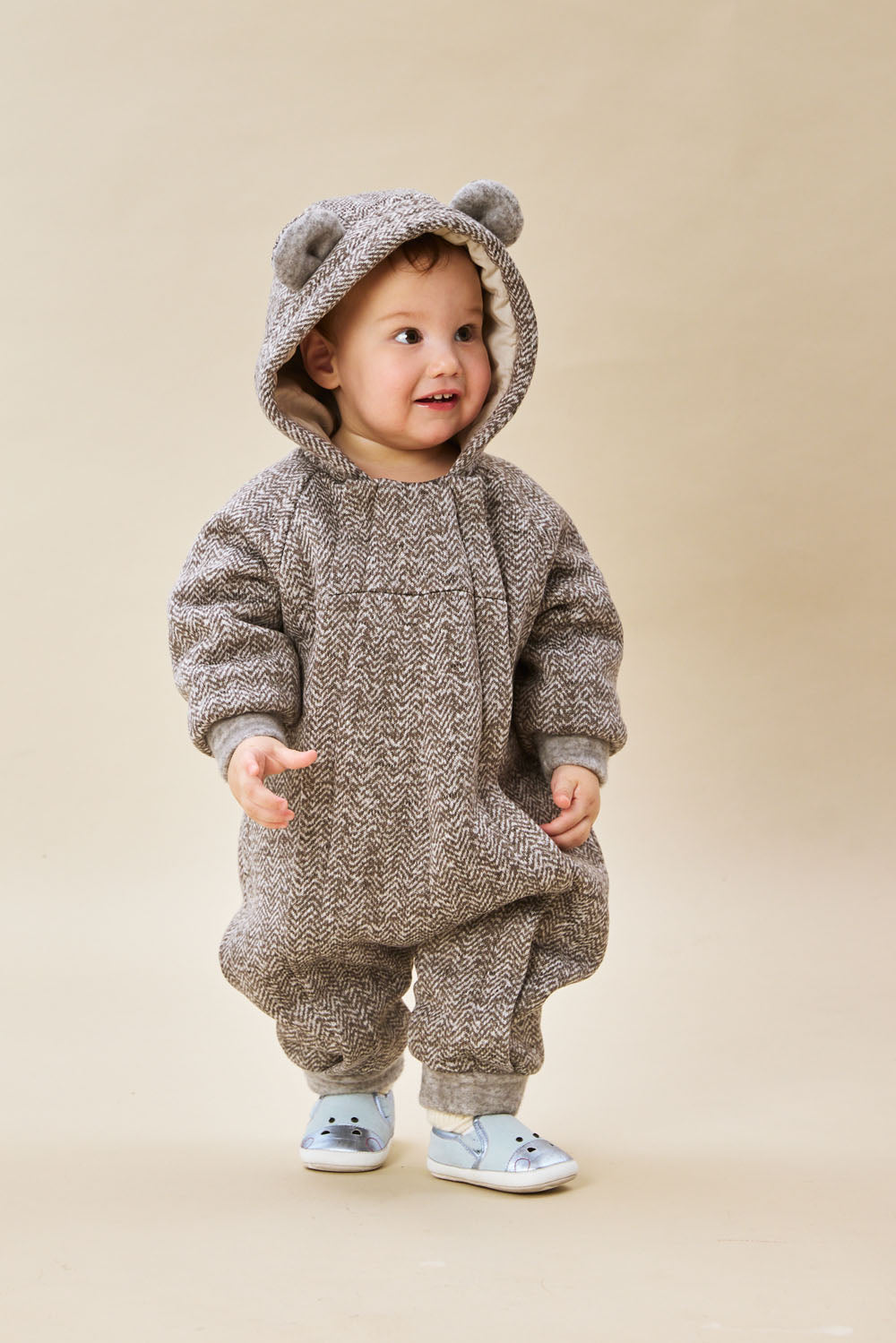 Luxury | 幼兒 Bear Hug 立體熊耳連帽雙拉鍊長袖連身兔裝