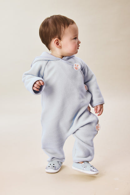 Luxury | 幼兒 Little Hopper 連帽斜開雪狼足跡刺繡長袖連身兔裝