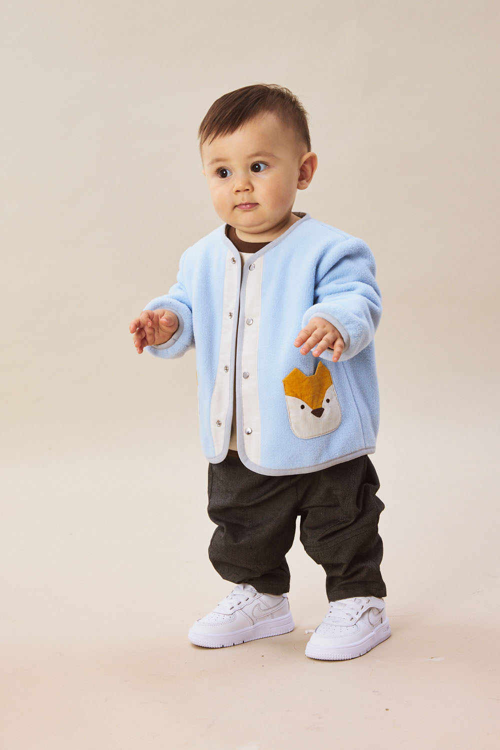 Luxury | 幼兒 Little Fox Wanderer 無領壓扣狐狸口袋長袖外套