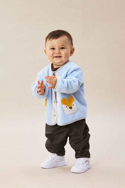 Luxury | 幼兒 Little Fox Wanderer 無領壓扣狐狸口袋長袖外套