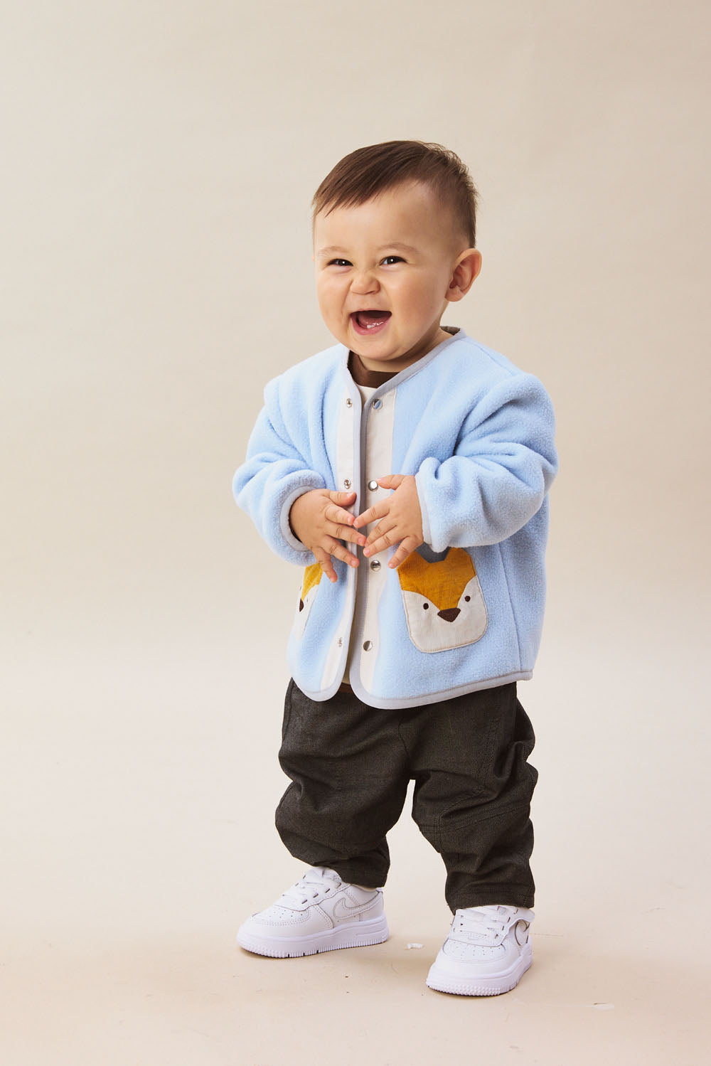 Luxury | 幼兒 Little Fox Wanderer 無領壓扣狐狸口袋長袖外套