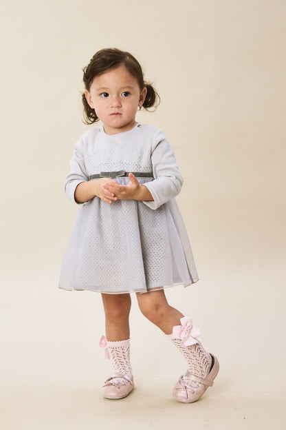 Luxury | 幼兒 Tulle Tale包屁洋裝 | 長袖花瓣 蝴蝶結 多層次