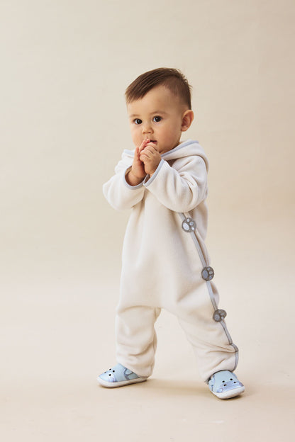 Luxury | 幼兒 Little Hopper 連帽斜開雪狼足跡刺繡長袖連身兔裝