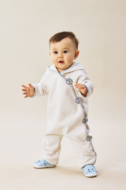 Luxury | 幼兒 Little Hopper 連帽斜開雪狼足跡刺繡長袖連身兔裝