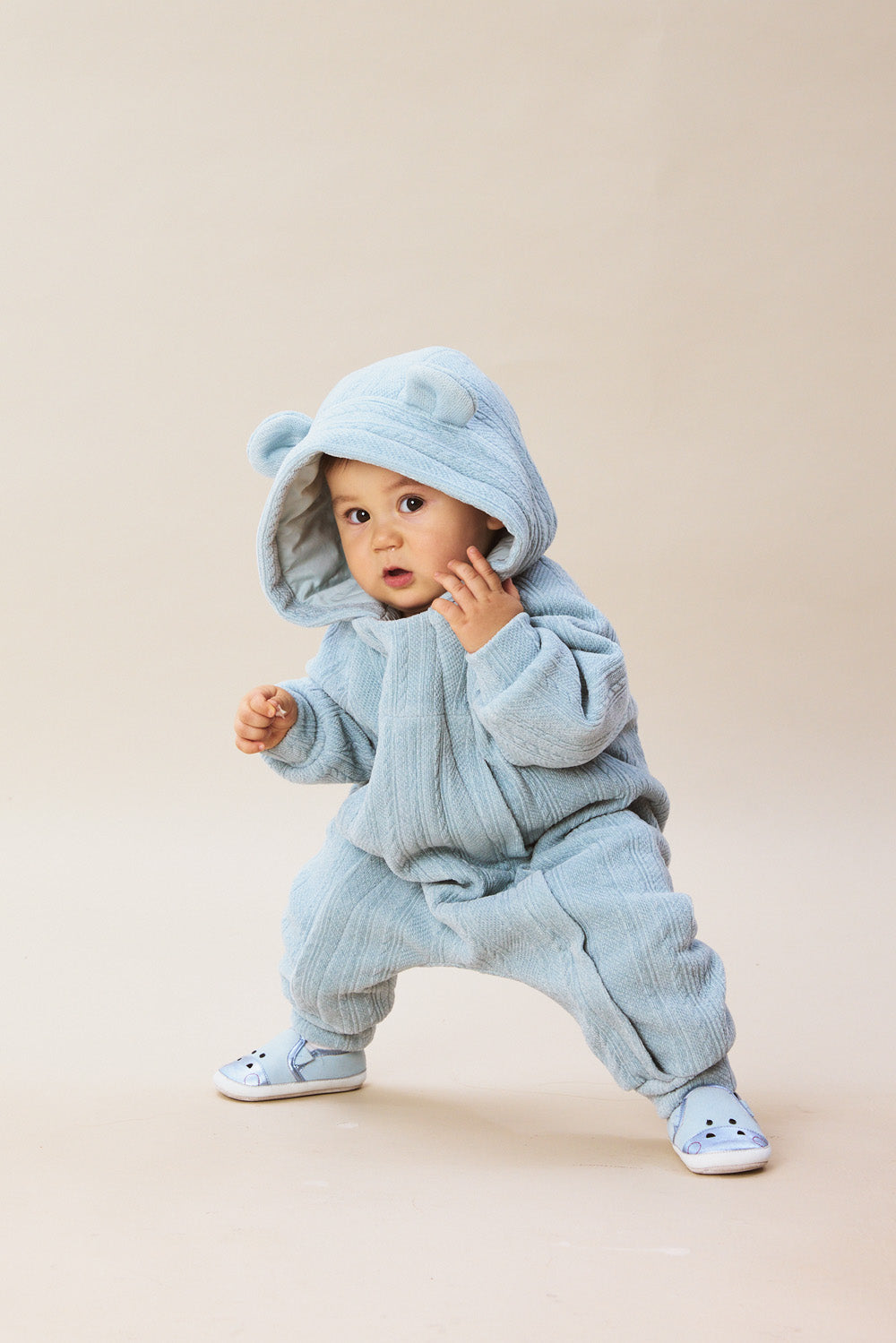 Luxury | 幼兒 Bear Hug 立體熊耳連帽雙拉鍊長袖連身兔裝