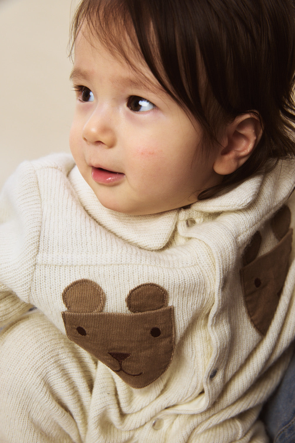 Luxury | 幼兒 Woodland Bear 羊毛感肌理熊熊口袋長袖連身兔裝