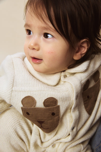 Luxury | 幼兒 Woodland Bear 羊毛感肌理熊熊口袋長袖連身兔裝