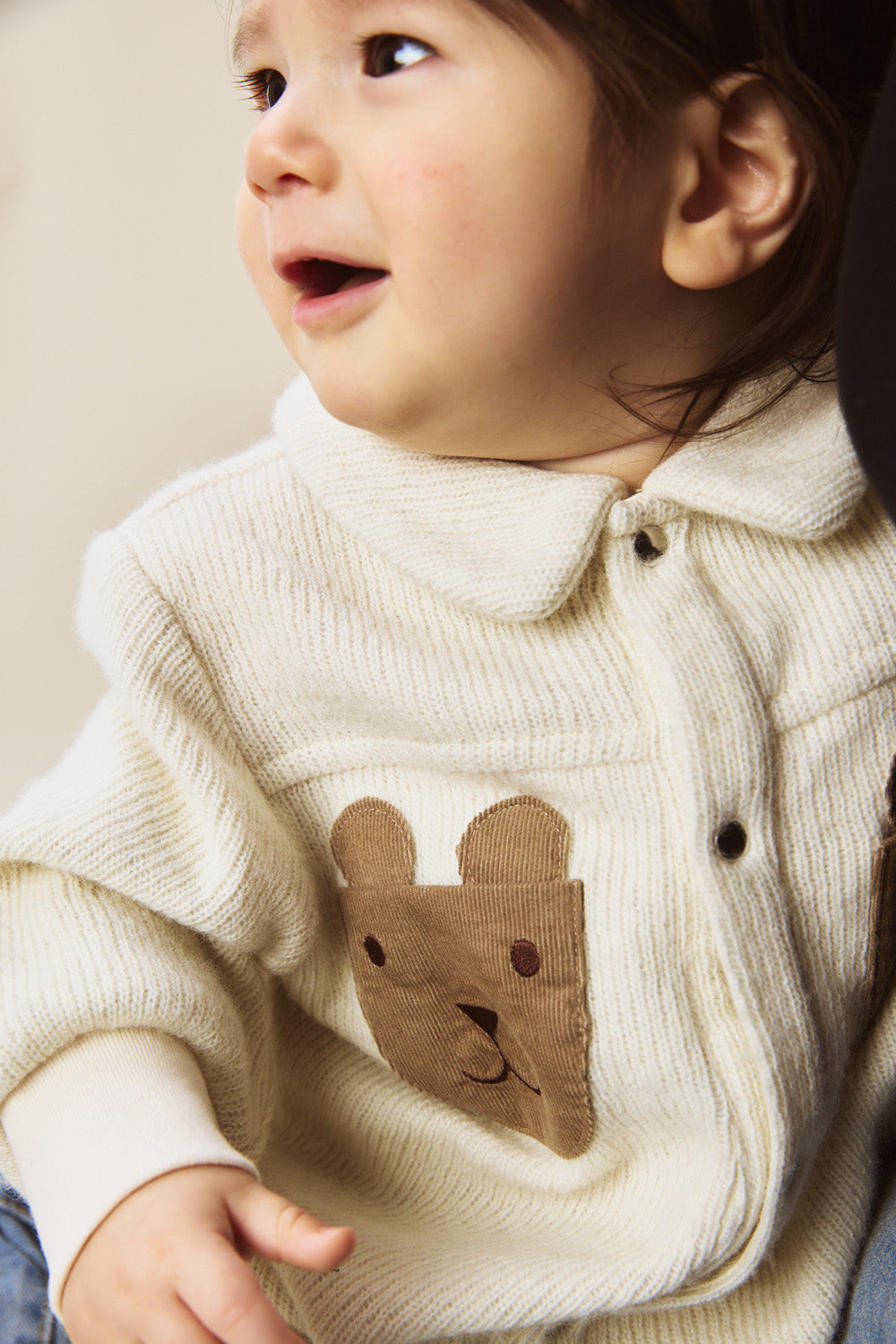 Luxury | 幼兒 Woodland Bear 羊毛感肌理熊熊口袋長袖連身兔裝
