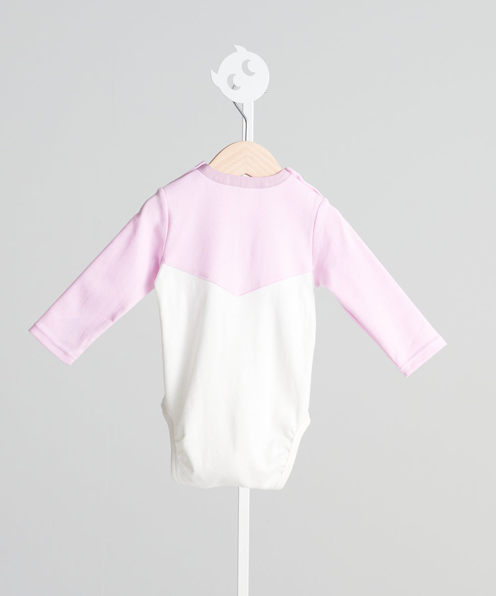 Main | Toddler Elegant Bow Collar Colorblock Bodysuit | Stitching | 100% Organic Cotton