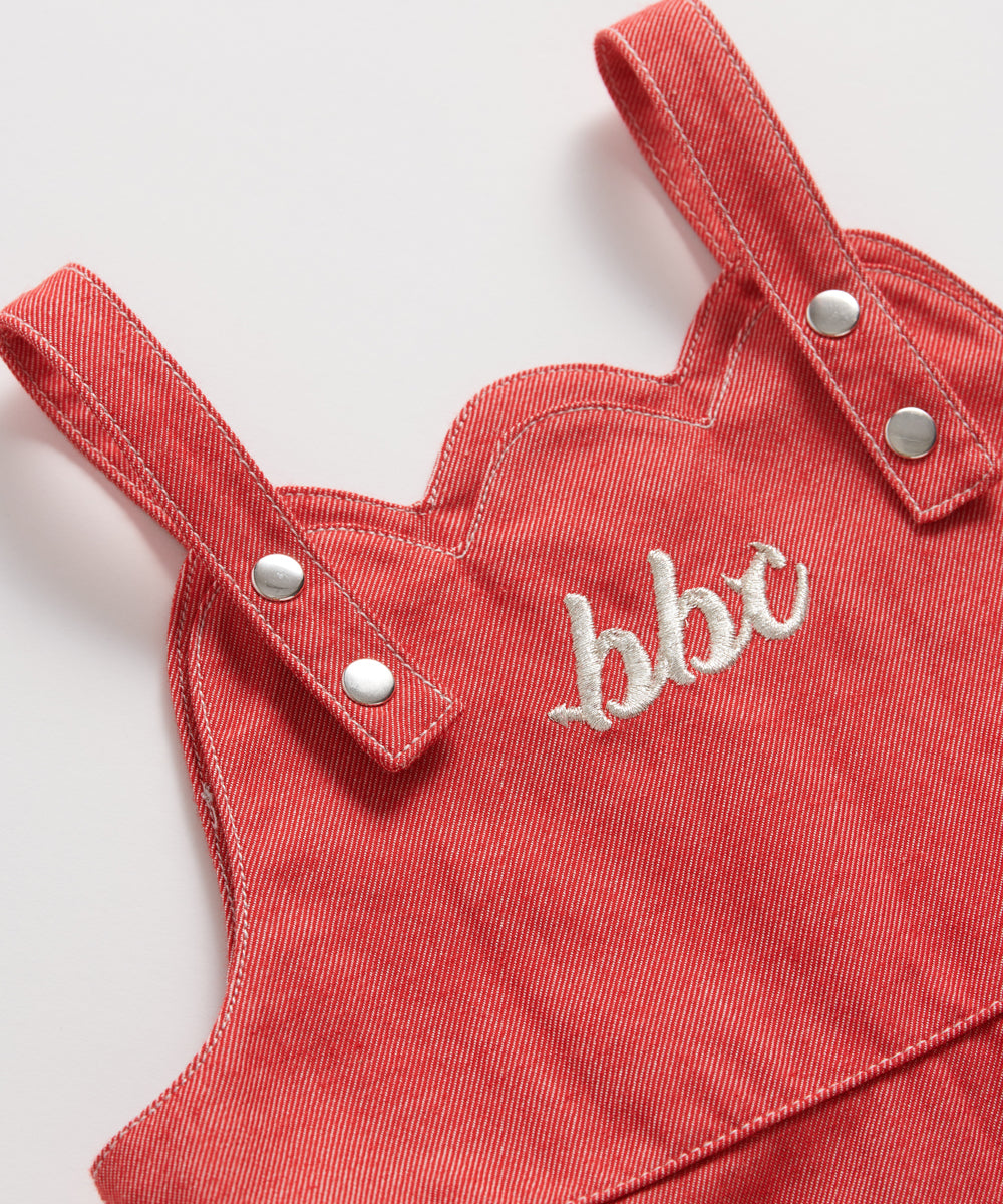 BBC elf embroidered denim suspender skirt