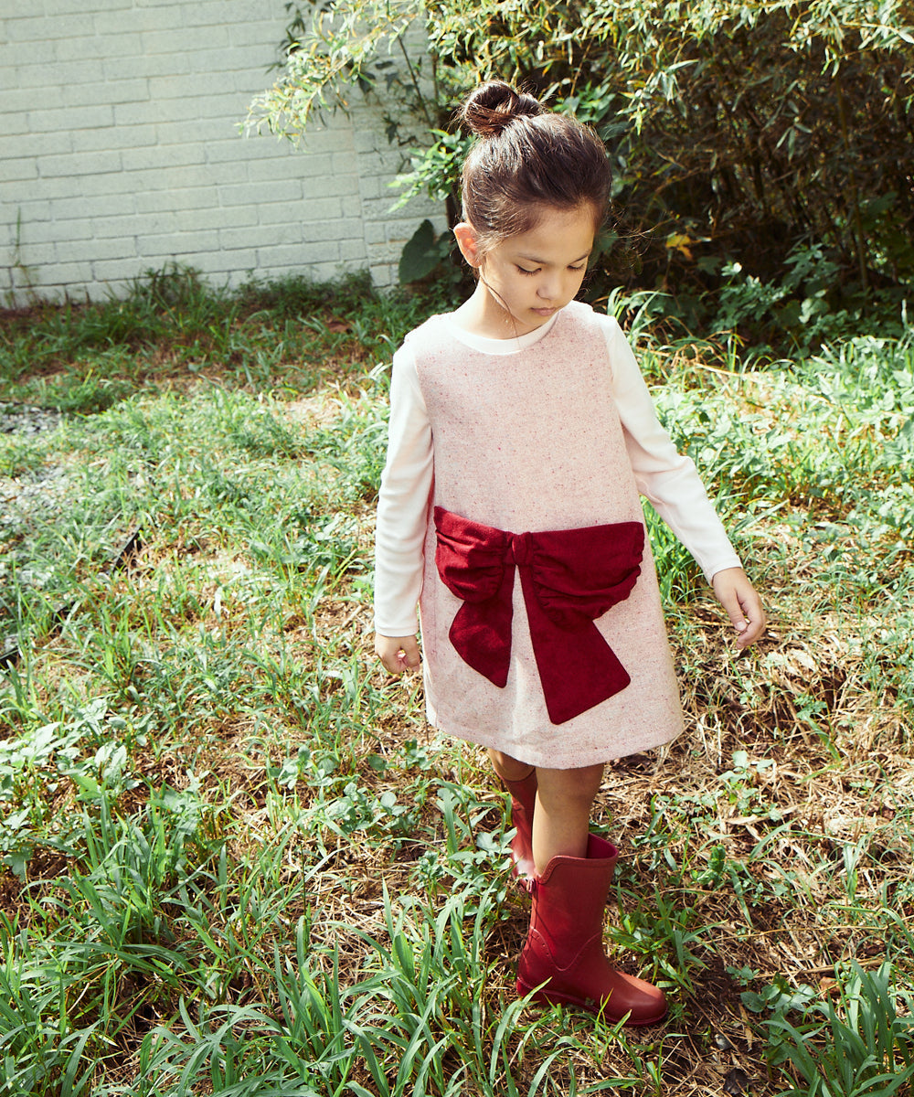 Luxury | Girls Pastel Dotted Dress | Bow