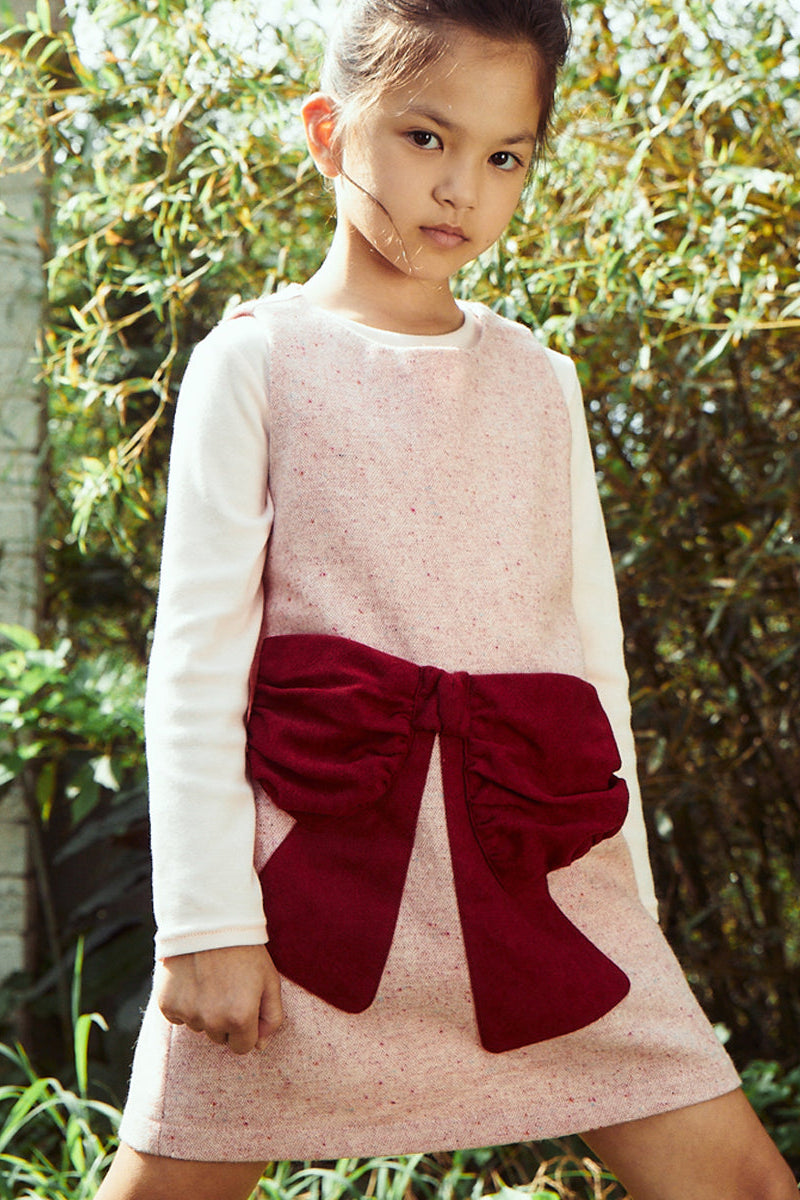 Luxury | Girls Pastel Dotted Dress | Bow