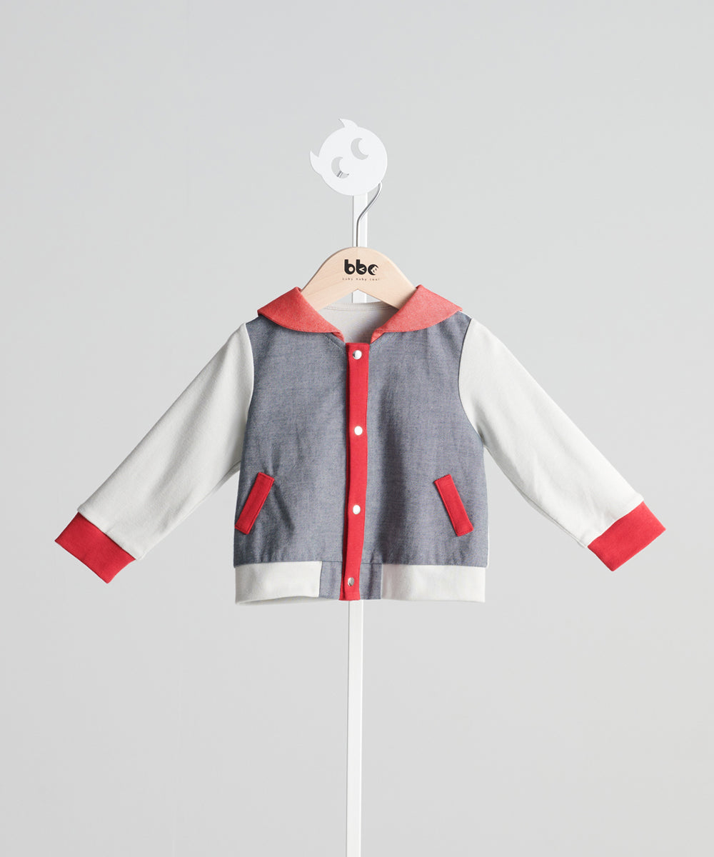 Main | Toddler navy crew neck jacket | Paneled | 100% organic cotton