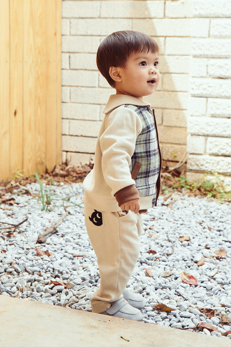 Main | Toddler navy crew neck jacket | Paneled | 100% organic cotton