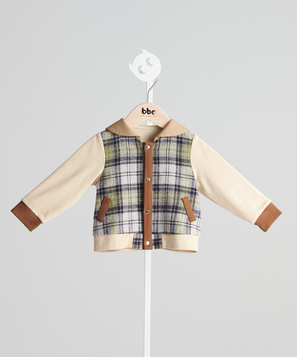 Main | Toddler navy crew neck jacket | Paneled | 100% organic cotton