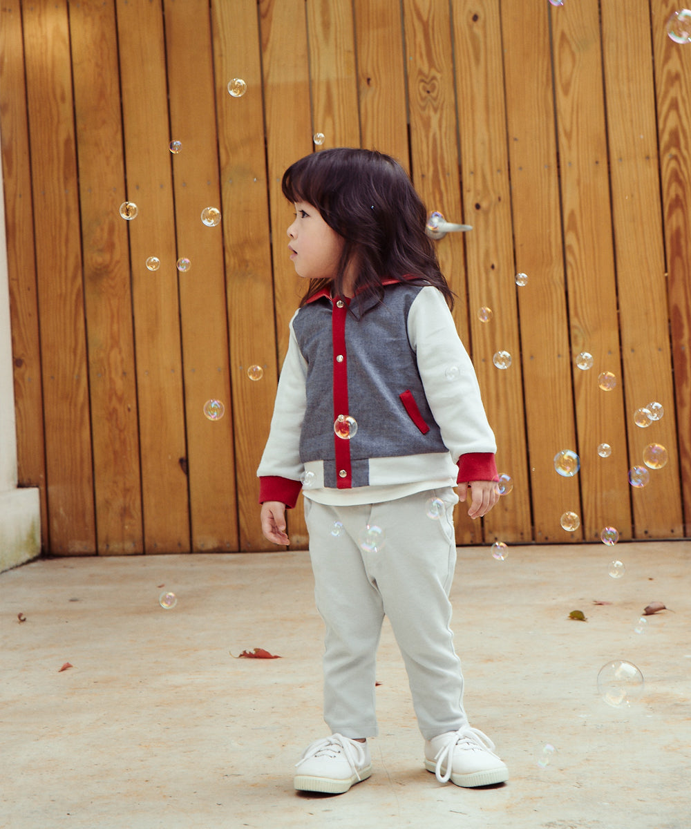 Main | Toddler navy crew neck jacket | Paneled | 100% organic cotton
