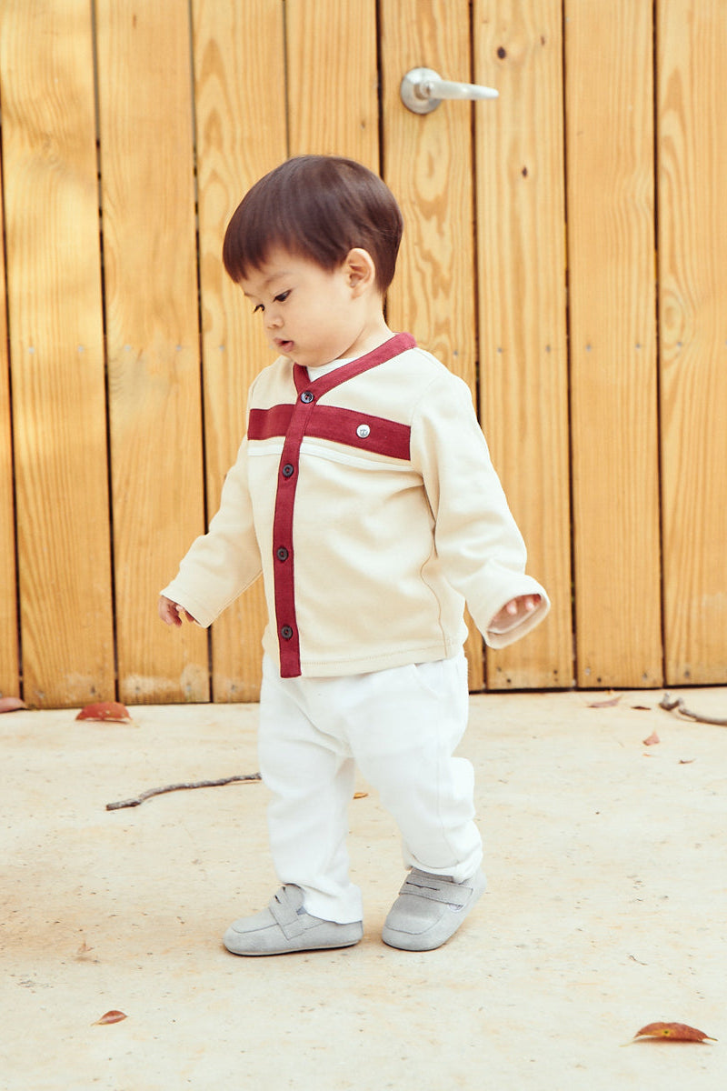 Main | Toddler British Geometric Elegant Cardigan | Paneled | 100% organic cotton