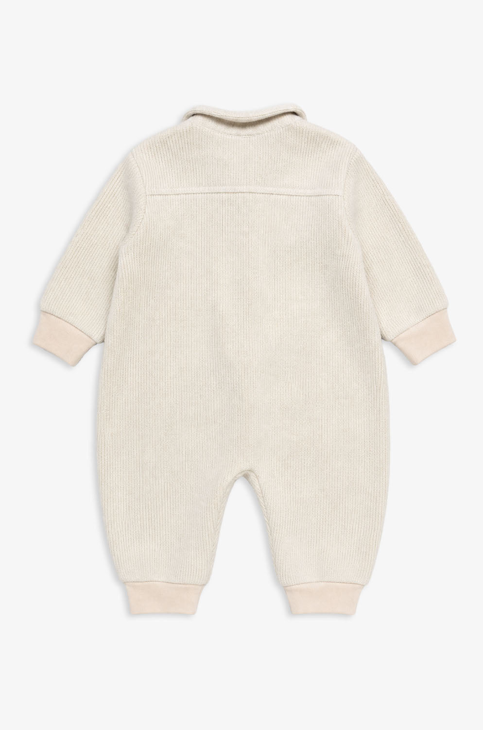 Luxury | Toddler Woodland Bear Textured Wool-Feel Pocket Long-Sleeve Romper