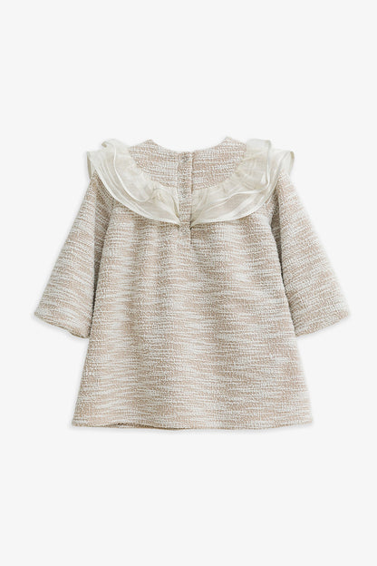Luxury | 幼兒 Beatrice 紋理面料雙層荷葉領長袖洋裝