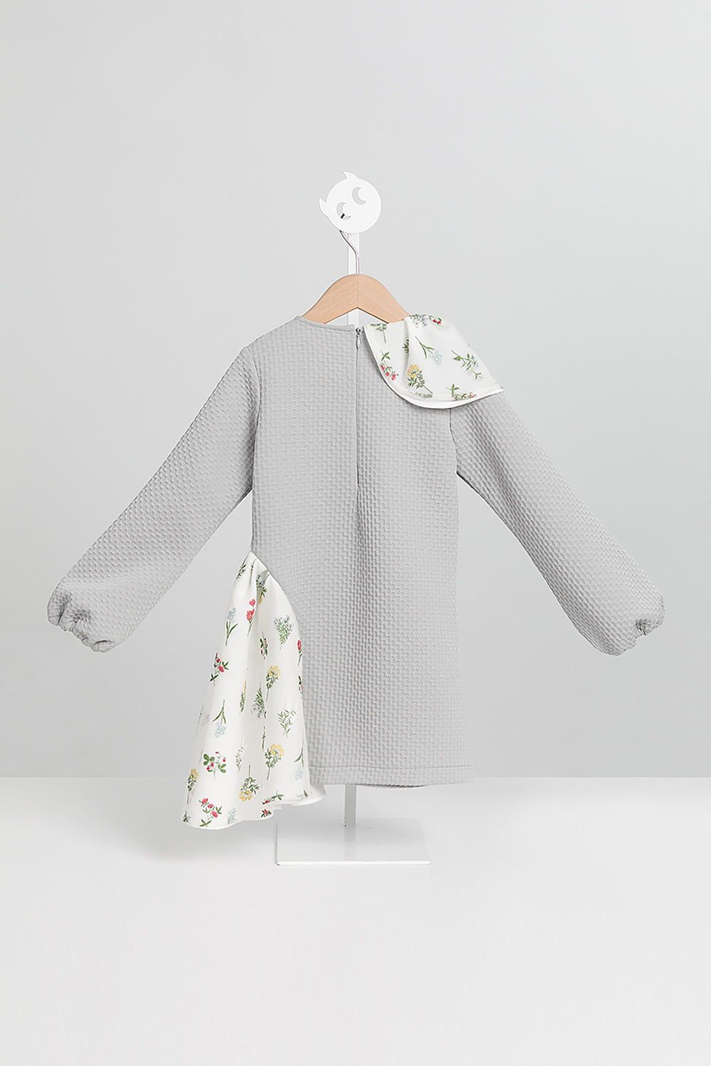 【預購】Luxury | 女童 翩翩花舞小洋裝 | 長袖紋理面料 花朵 拼接