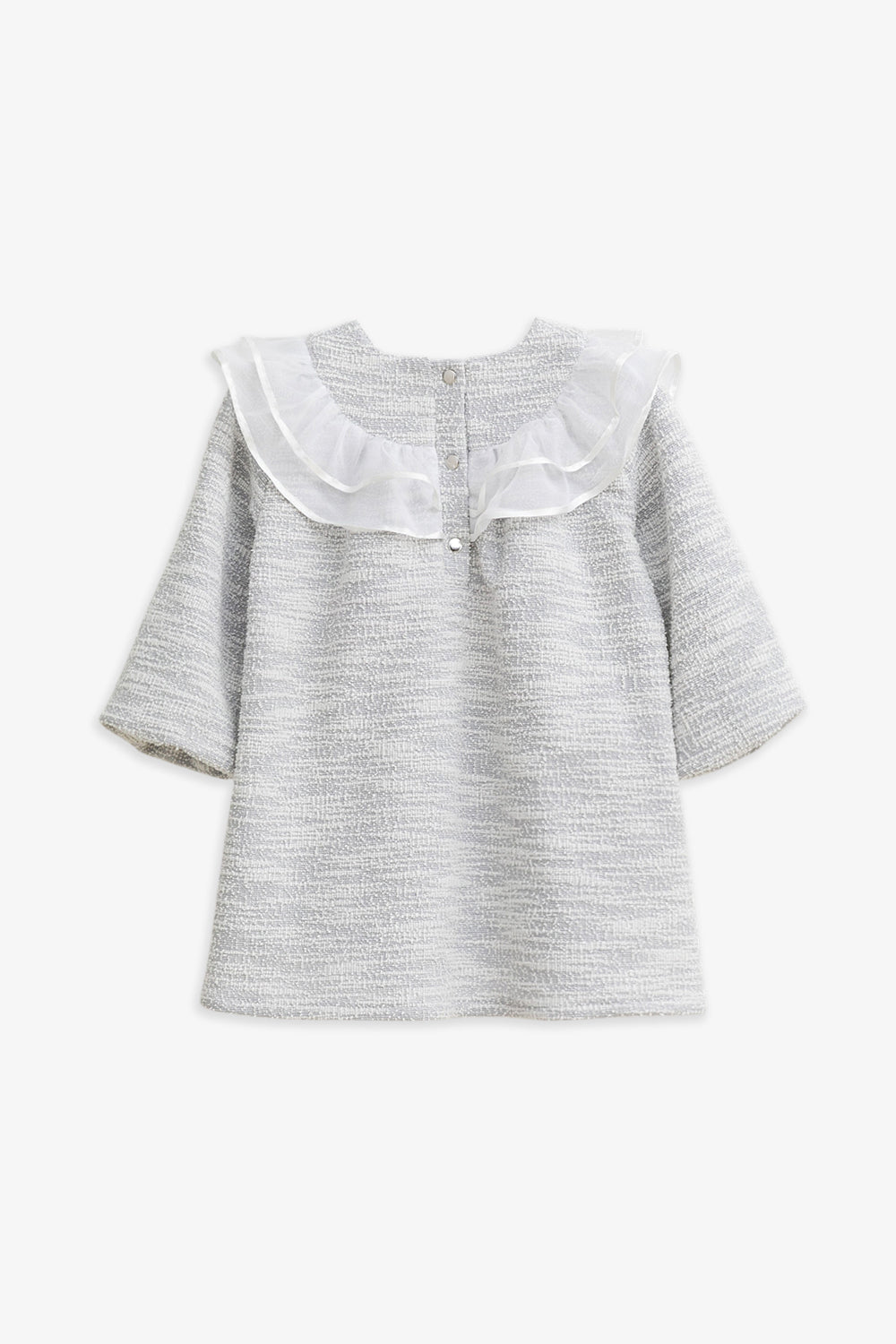 Luxury | 幼兒 Beatrice 紋理面料雙層荷葉領長袖洋裝