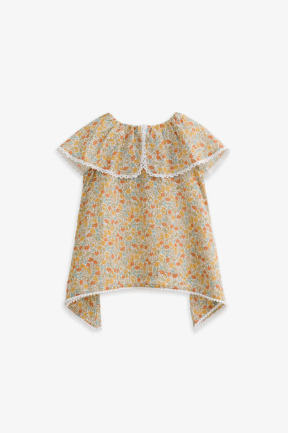 Luxury | 女童 Warm Garden 清新碎花披肩傘擺上衣