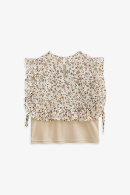 【預購】Luxury | 女童 Jardin 荷葉蝴蝶結多層次蝴蝶結上衣
