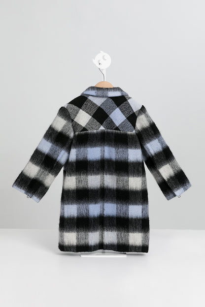 【預購】Luxury | 女童 Snowfield格紋大衣 | 長袖立體剪裁 格紋 西裝領