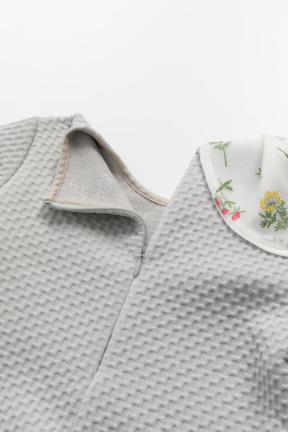 【預購】Luxury | 女童 翩翩花舞小洋裝 | 長袖紋理面料 花朵 拼接
