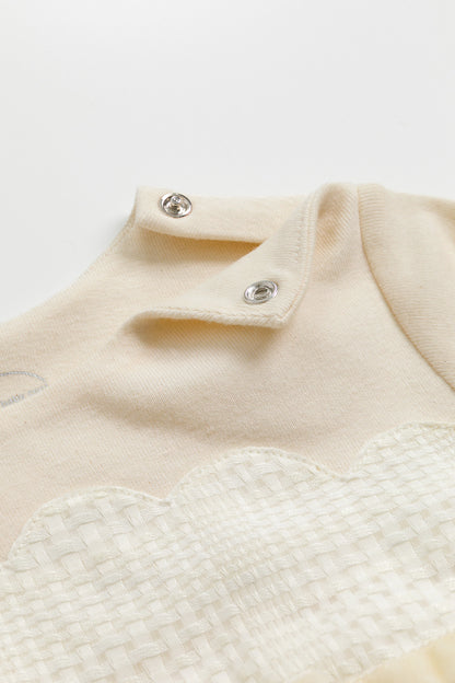 Luxury | 幼兒 Tulle Tale包屁洋裝 | 長袖花瓣 蝴蝶結 多層次